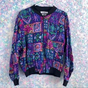 Vintage Floral Lightweight Bomber Jacket